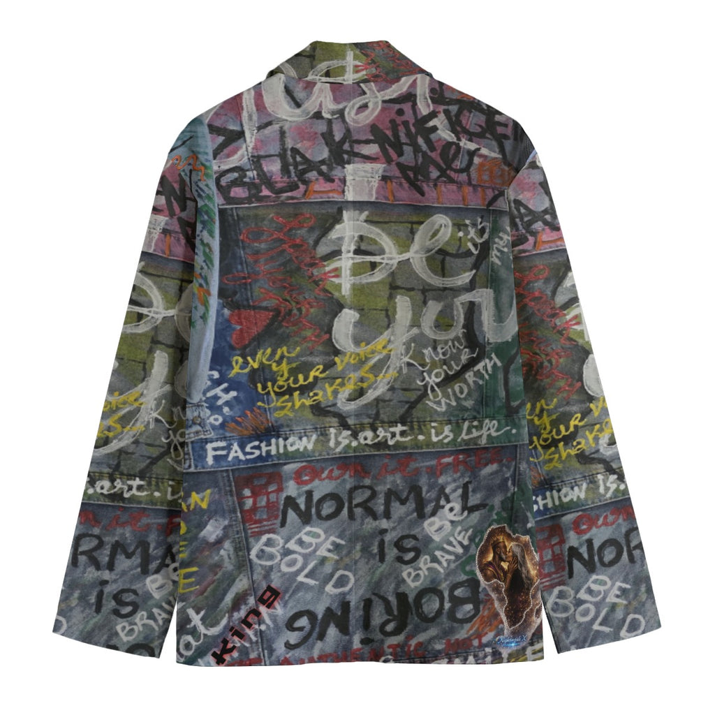 All-Over Print Men's Casual Flat Lapel Collar Blazer | 245GSM Cotton