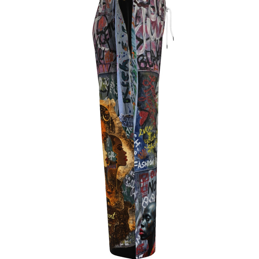 All-Over Print Unisex Knitted Fleece Wide Leg Pants