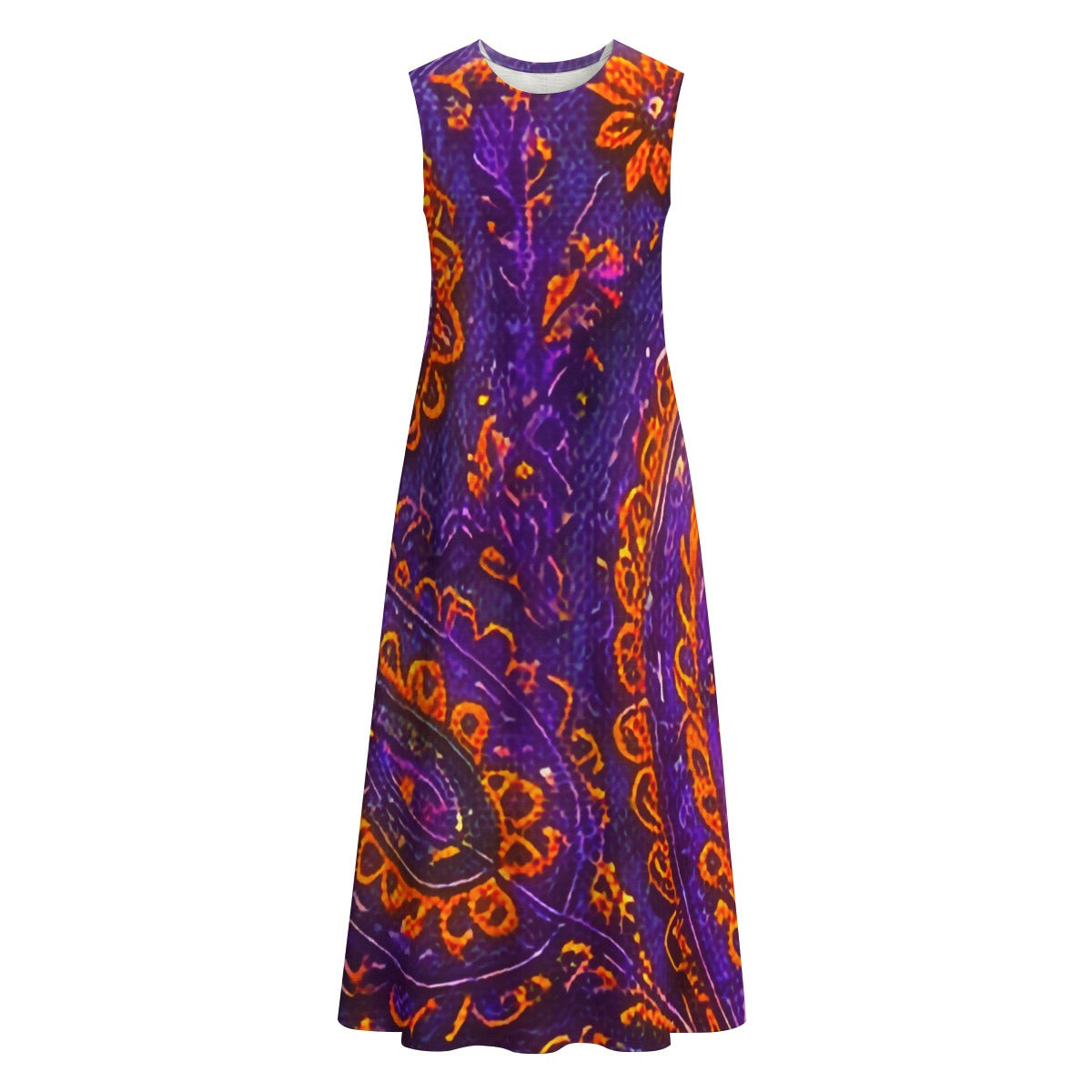 All-Over Print Women's Sleeveless Dress With Pocket|140GSM Slub Cotton