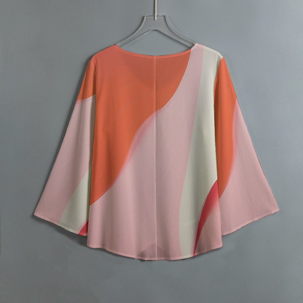 All-Over Print Women's V-neck T-shirt With Irregular Hem