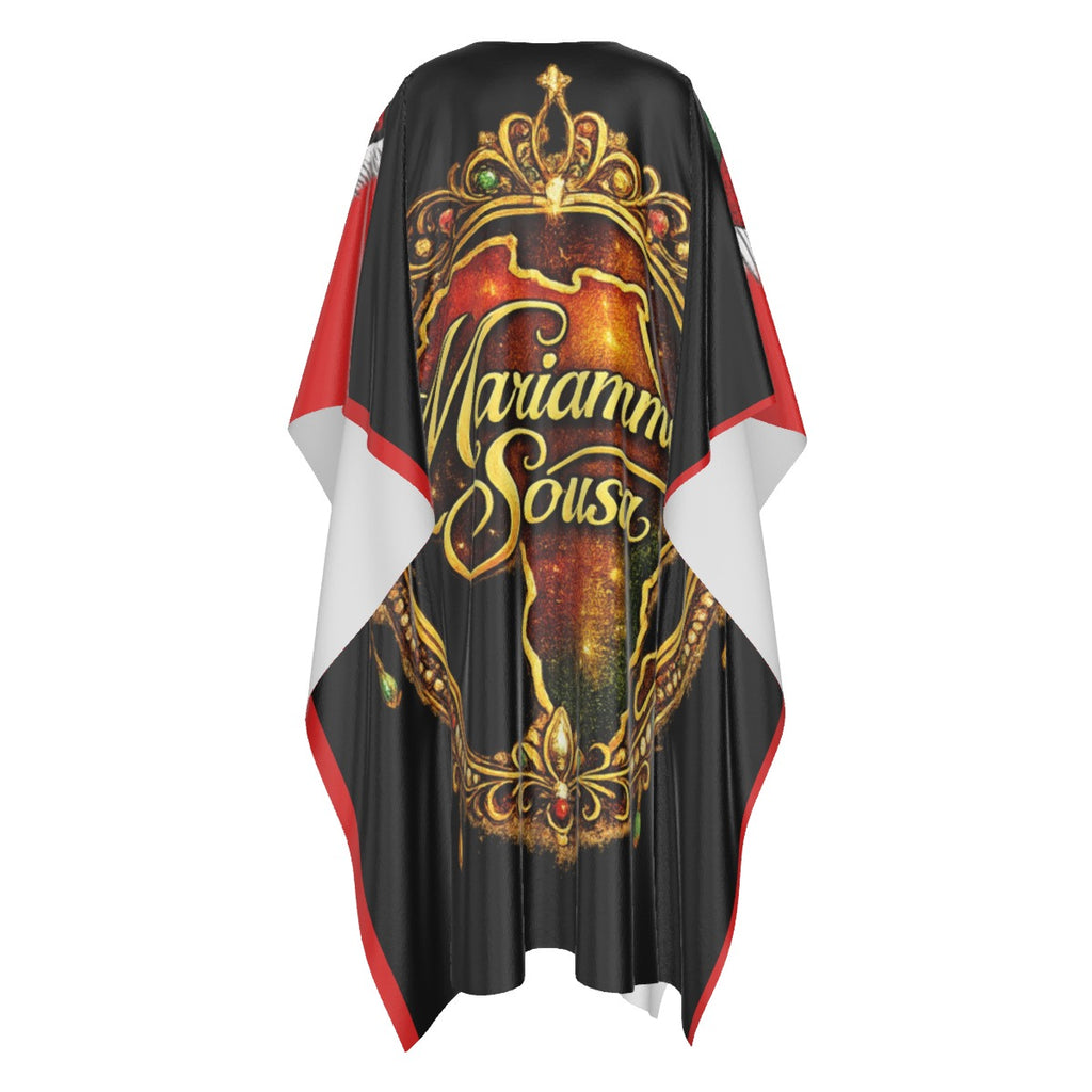 All-Over Print Women's Imitation Silk V-neck Kaftan Robe