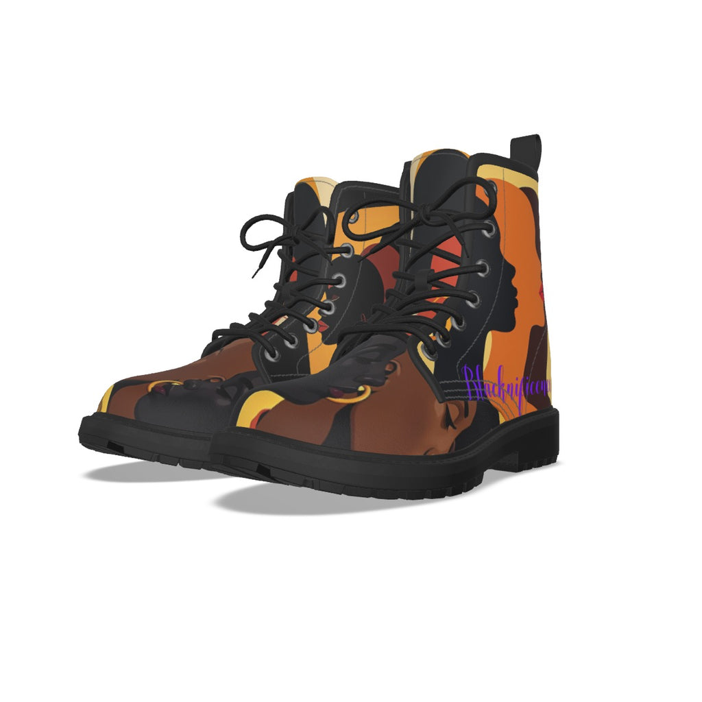 All-Over Print Women's Martin Short Boots With Black Bottom