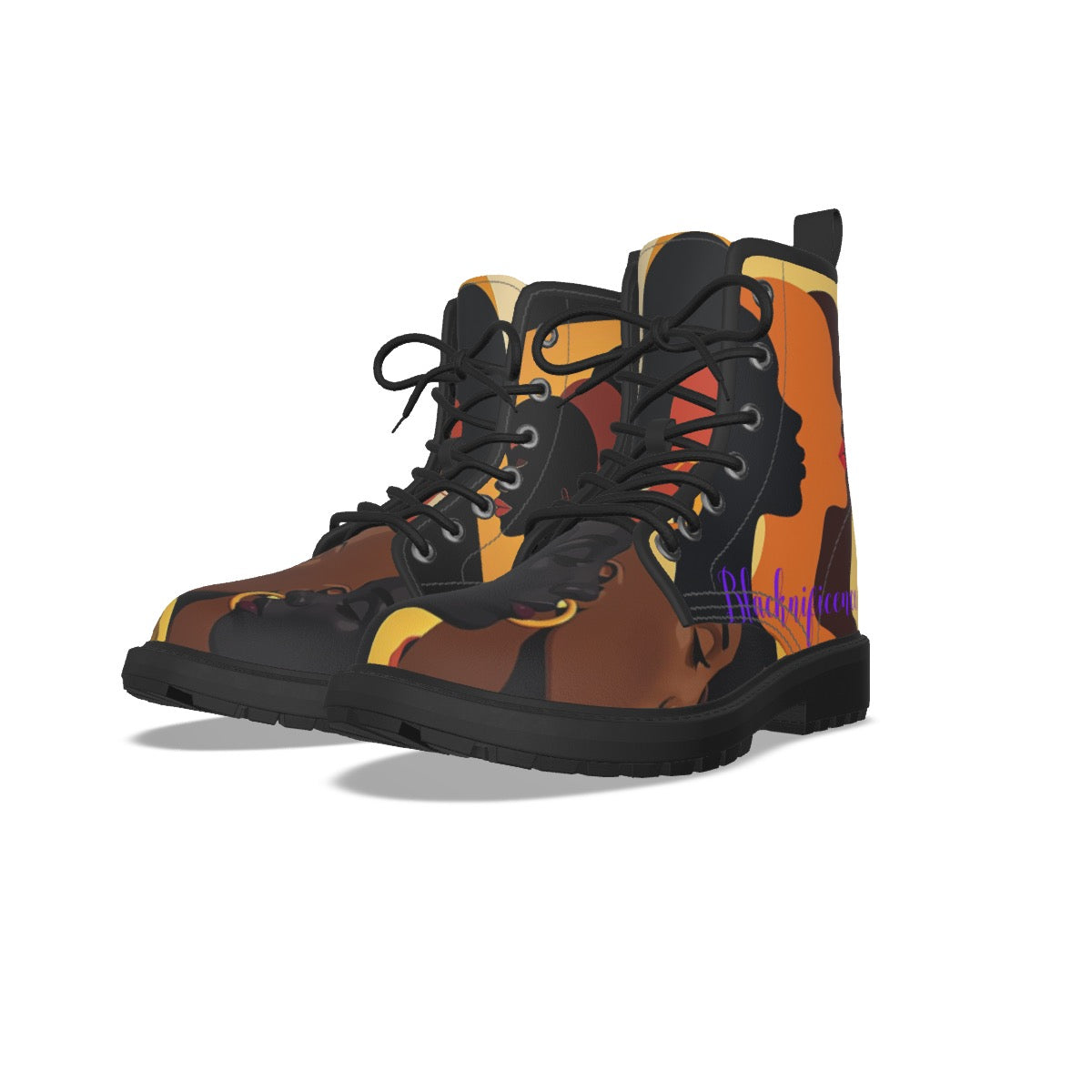All-Over Print Women's Martin Short Boots With Black Bottom
