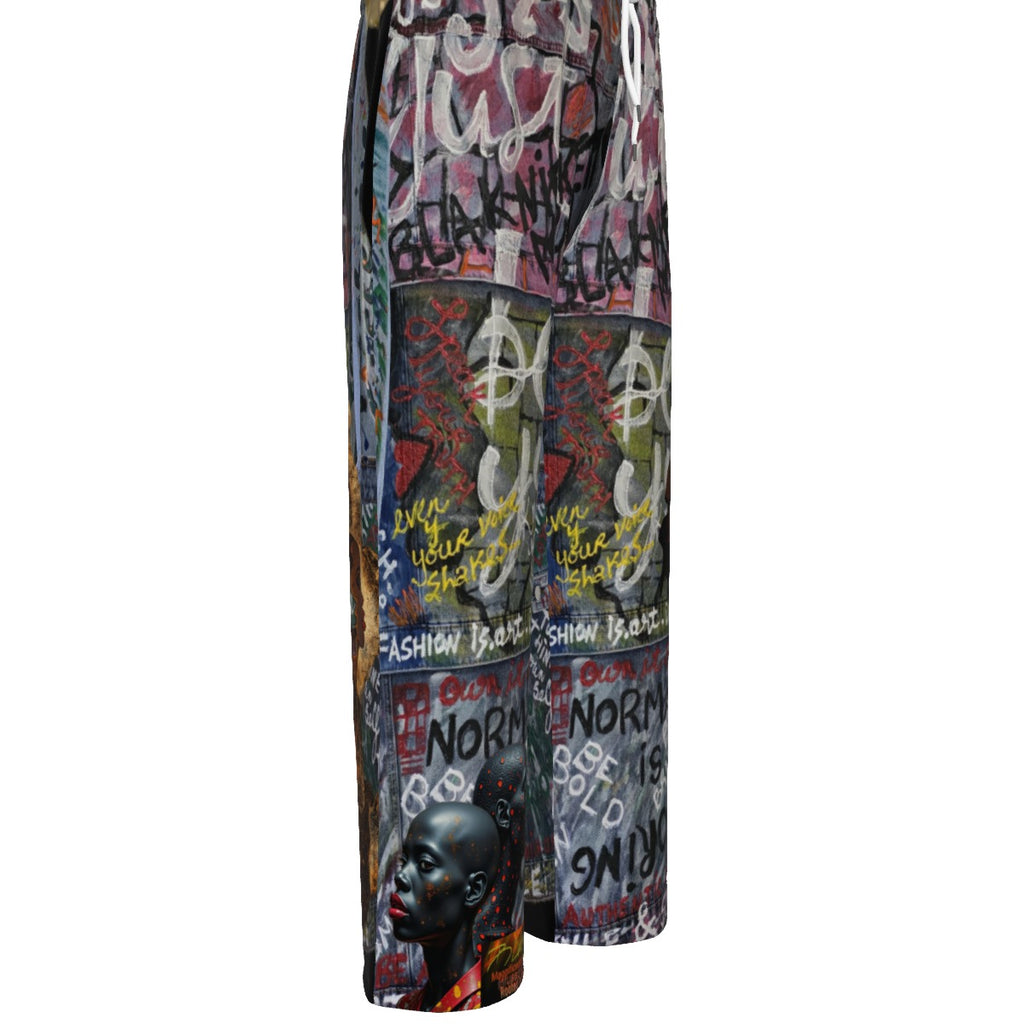 All-Over Print Unisex Knitted Fleece Wide Leg Pants