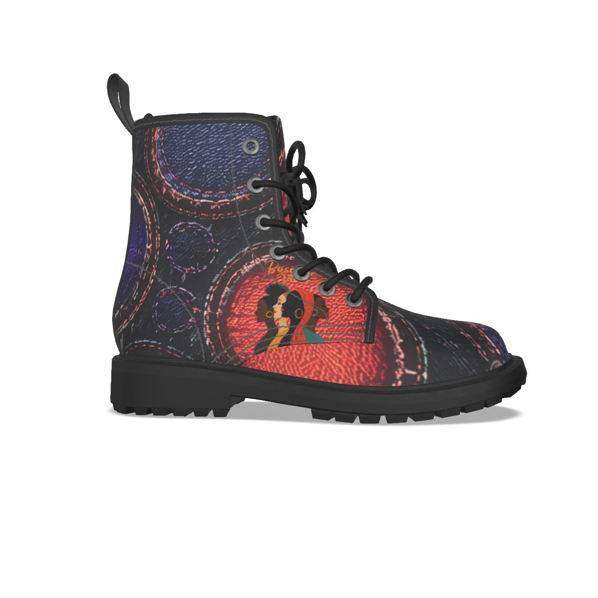 All-Over Print Women's Martin Short Boots With Black Bottom