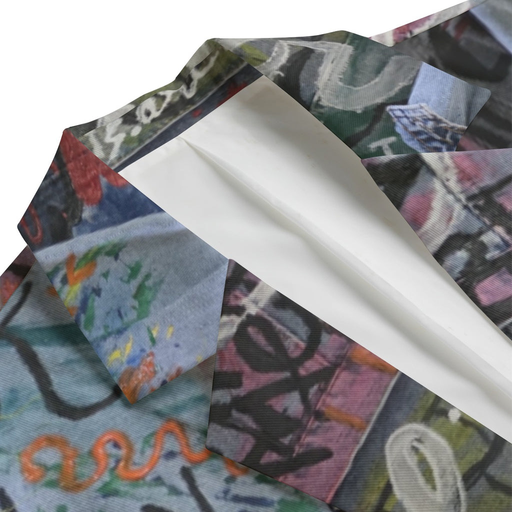 All-Over Print Men's Casual Flat Lapel Collar Blazer | 245GSM Cotton