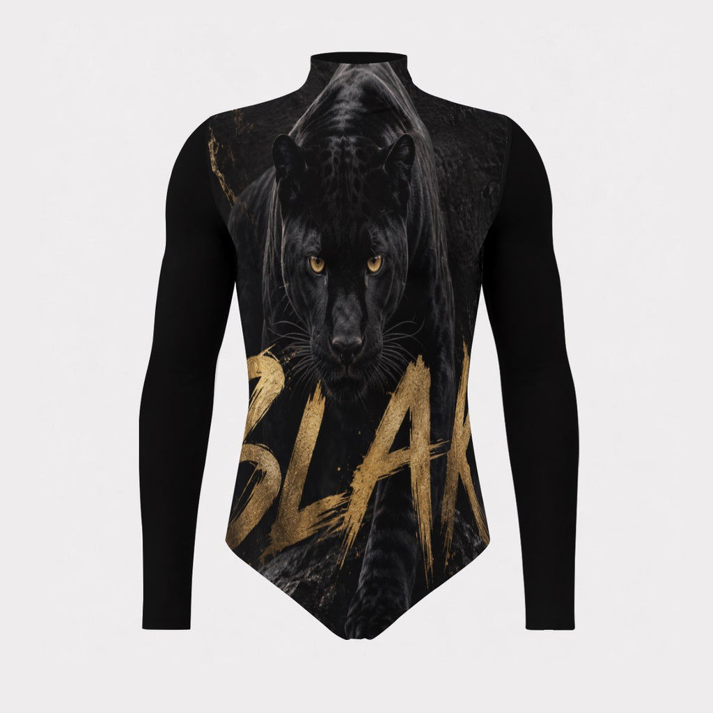 All-Over Print Men's Mesh Turtleneck Long Sleeve Bodysuit
