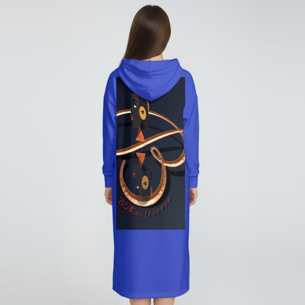 Women's Fleece-Lined Hoodie Dress With Side slits|DTF