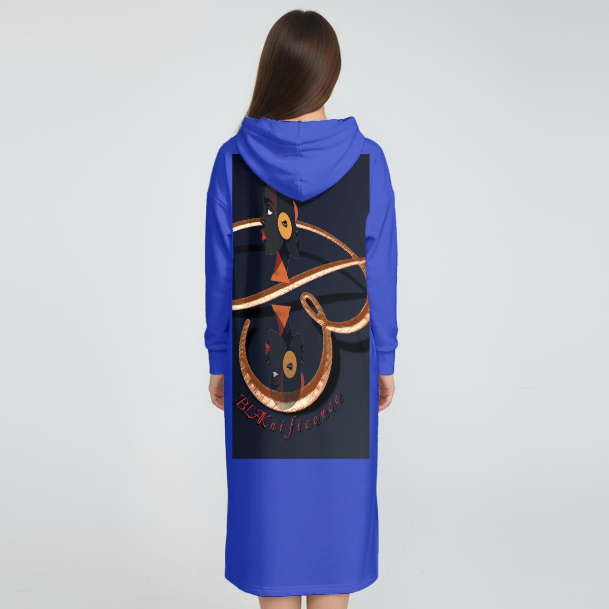 Women's Fleece-Lined Hoodie Dress With Side slits|DTF