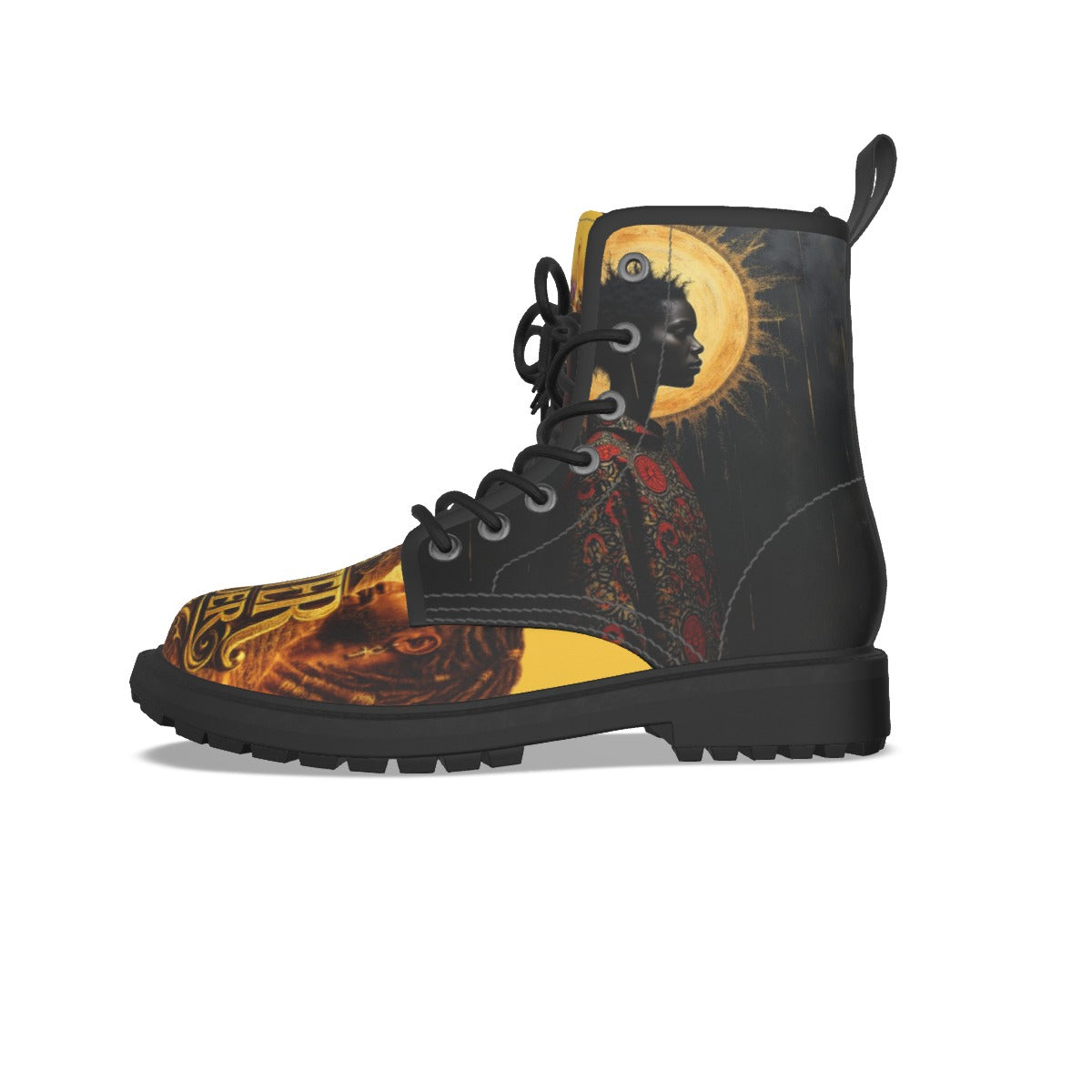 All-Over Print Women's Martin Short Boots With Black Bottom