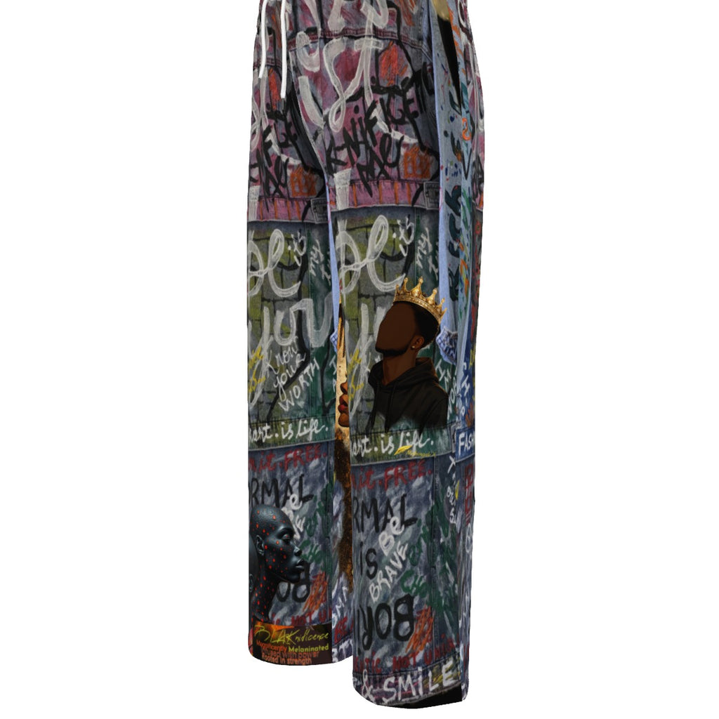 All-Over Print Unisex Knitted Fleece Wide Leg Pants