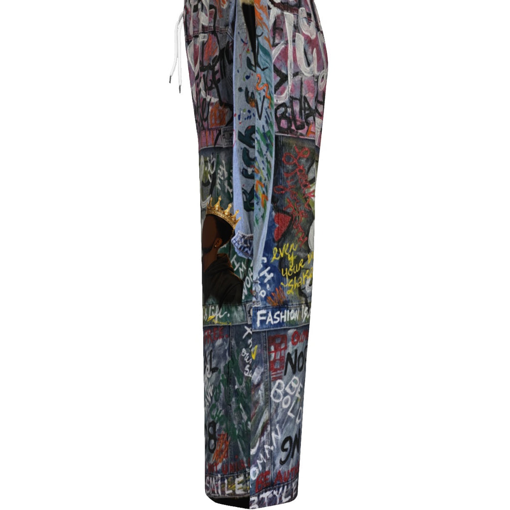 All-Over Print Unisex Knitted Fleece Wide Leg Pants