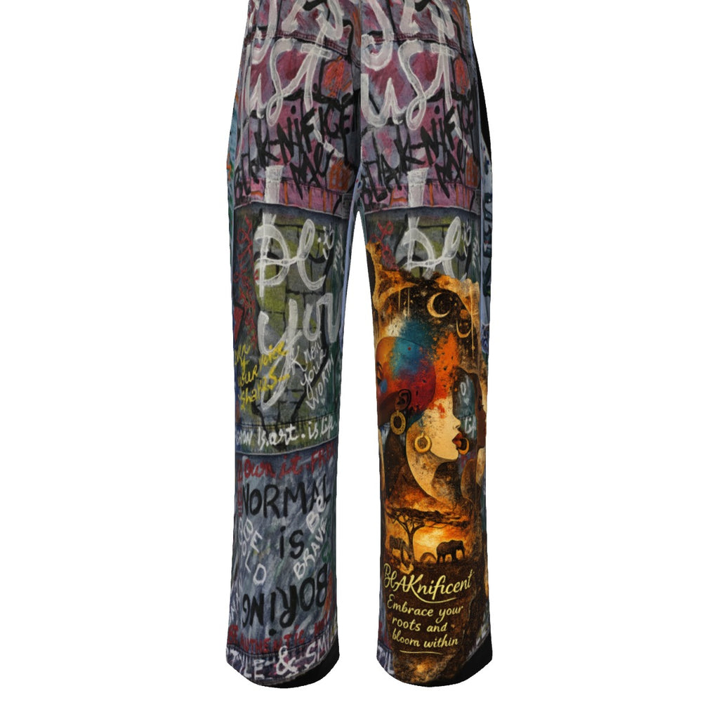 All-Over Print Unisex Knitted Fleece Wide Leg Pants