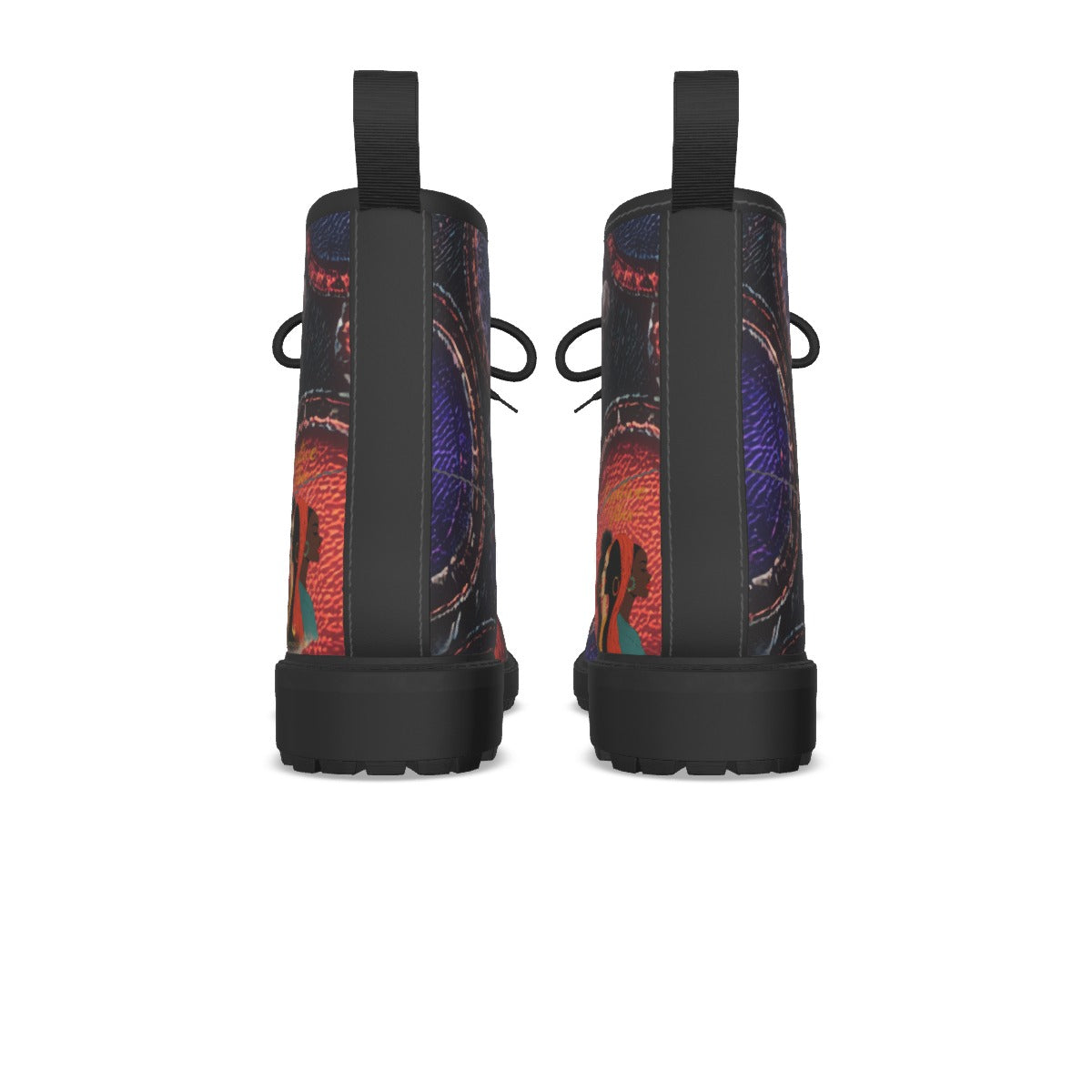 All-Over Print Women's Martin Short Boots With Black Bottom