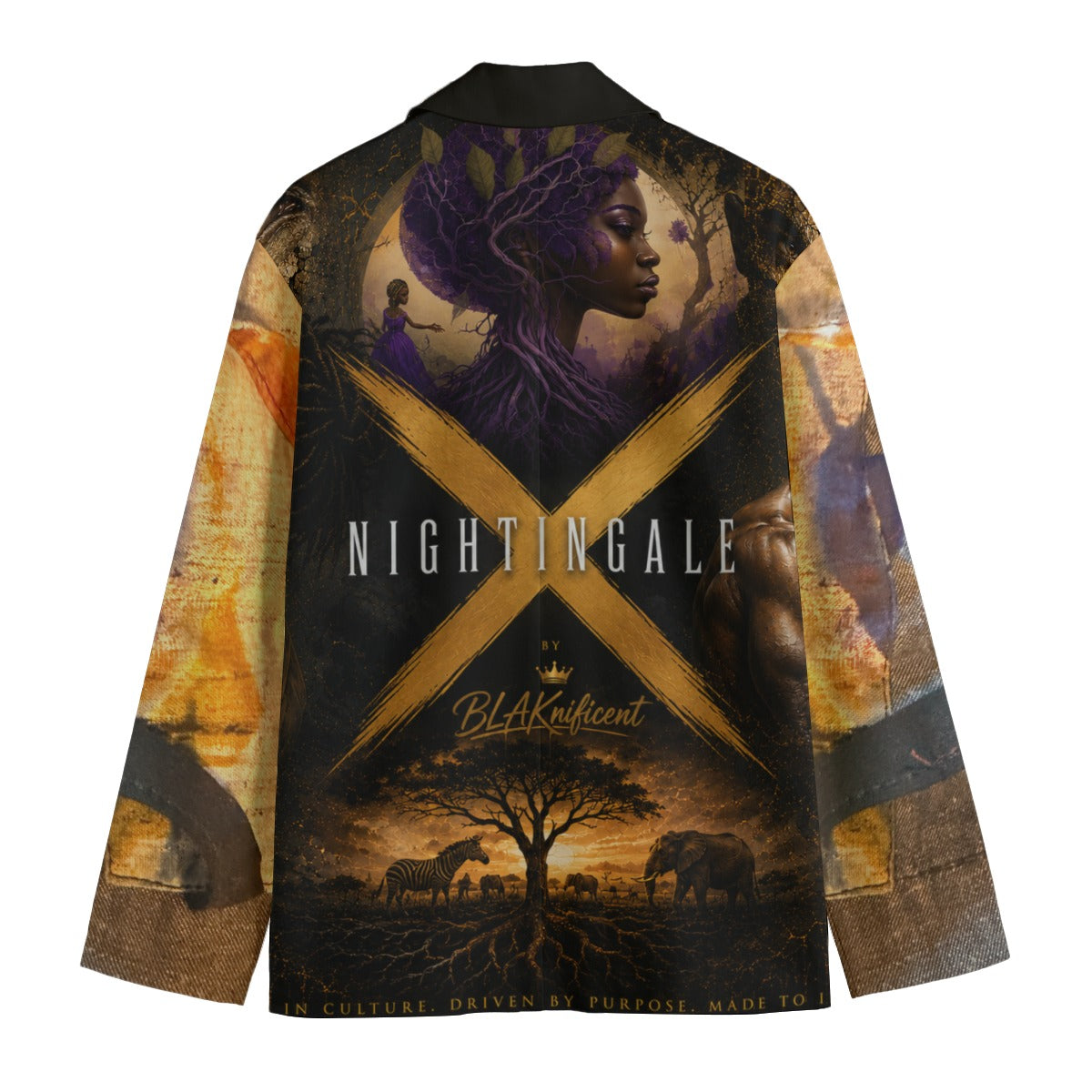 All-Over Print Men's Casual Flat Lapel Collar Blazer