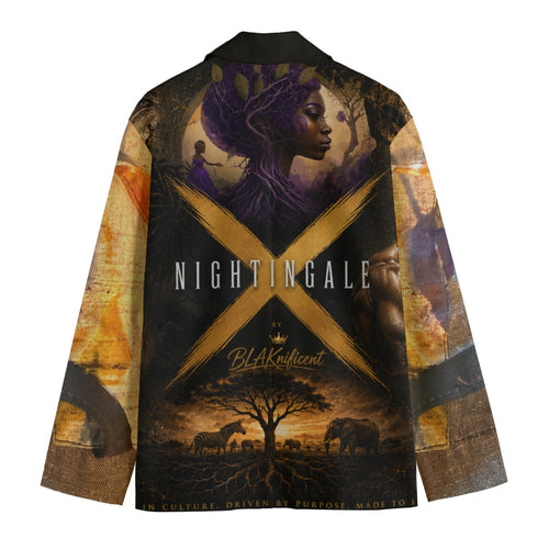 All-Over Print Men's Casual Flat Lapel Collar Blazer
