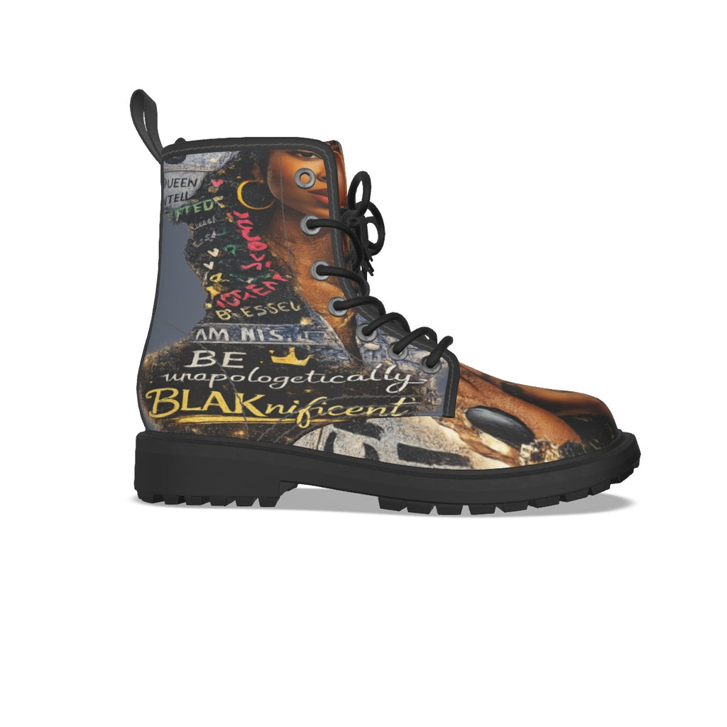 All-Over Print Women's Martin Short Boots With Black Bottom