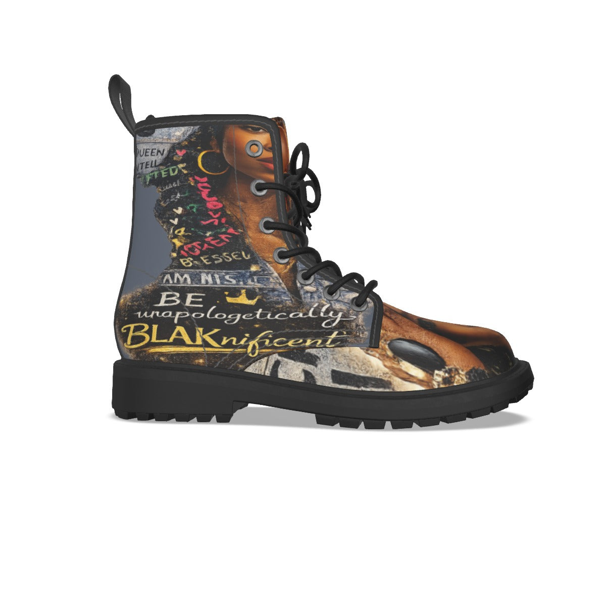 All-Over Print Women's Martin Short Boots With Black Bottom