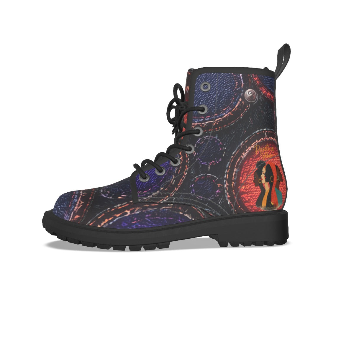 All-Over Print Women's Martin Short Boots With Black Bottom