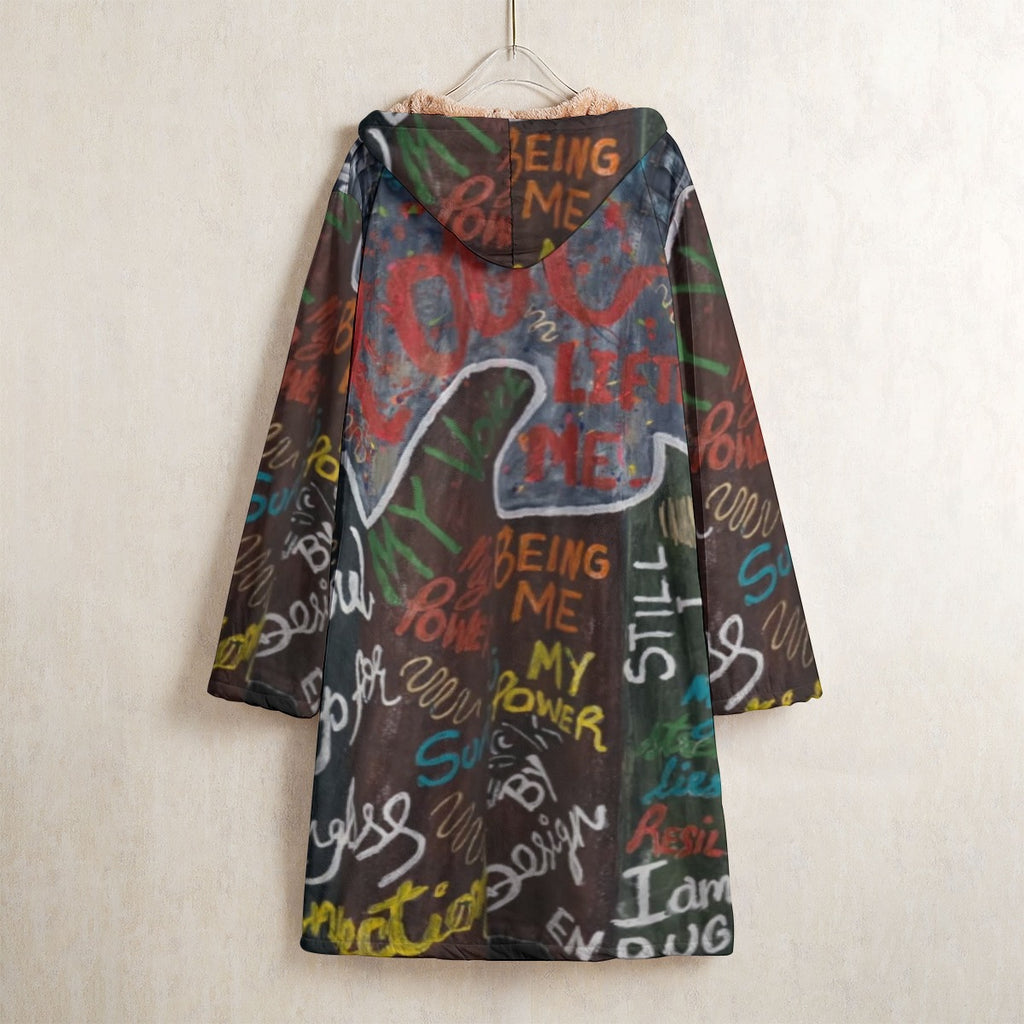 All-Over Print Men's Horn Button Long Fleece Windbreaker