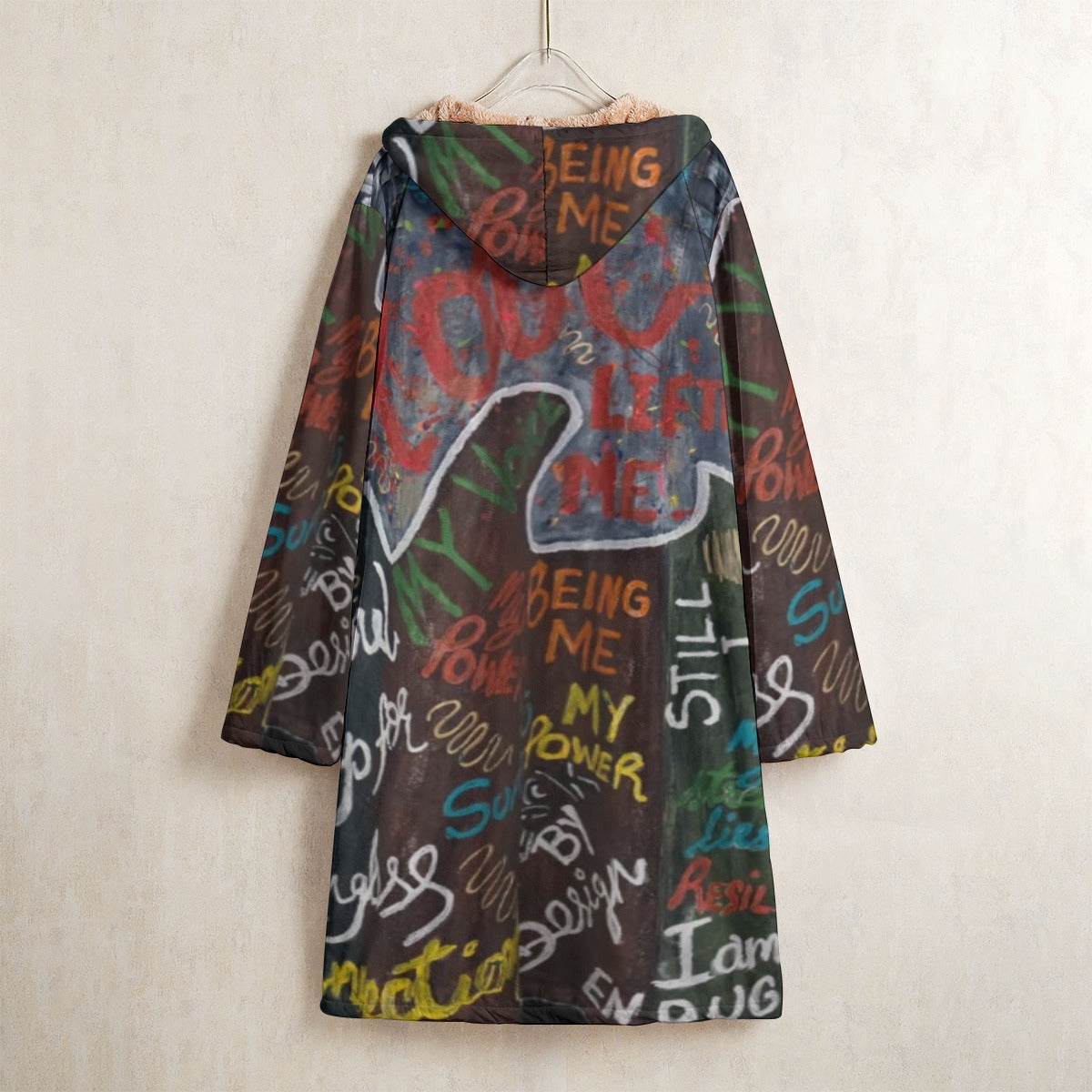 All-Over Print Men's Horn Button Long Fleece Windbreaker