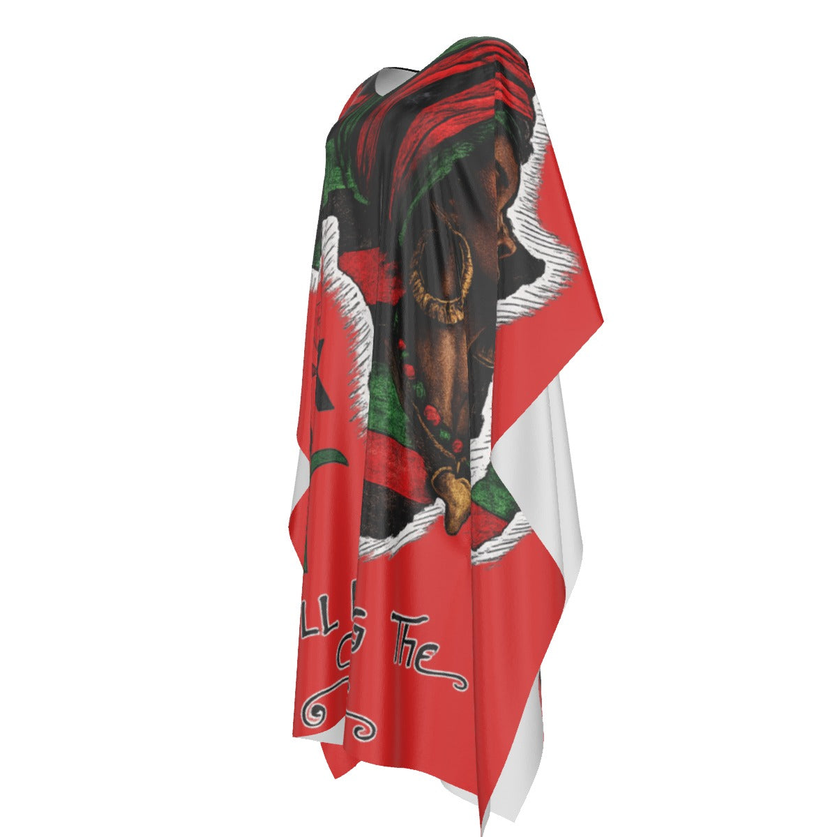 All-Over Print Women's Imitation Silk V-neck Kaftan Robe