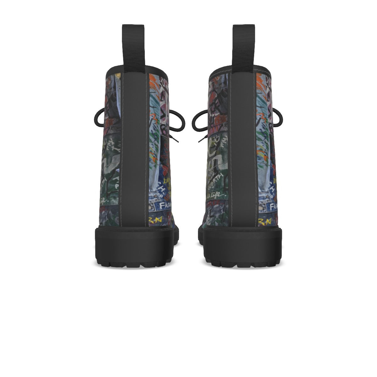 All-Over Print Women's Martin Short Boots With Black Bottom