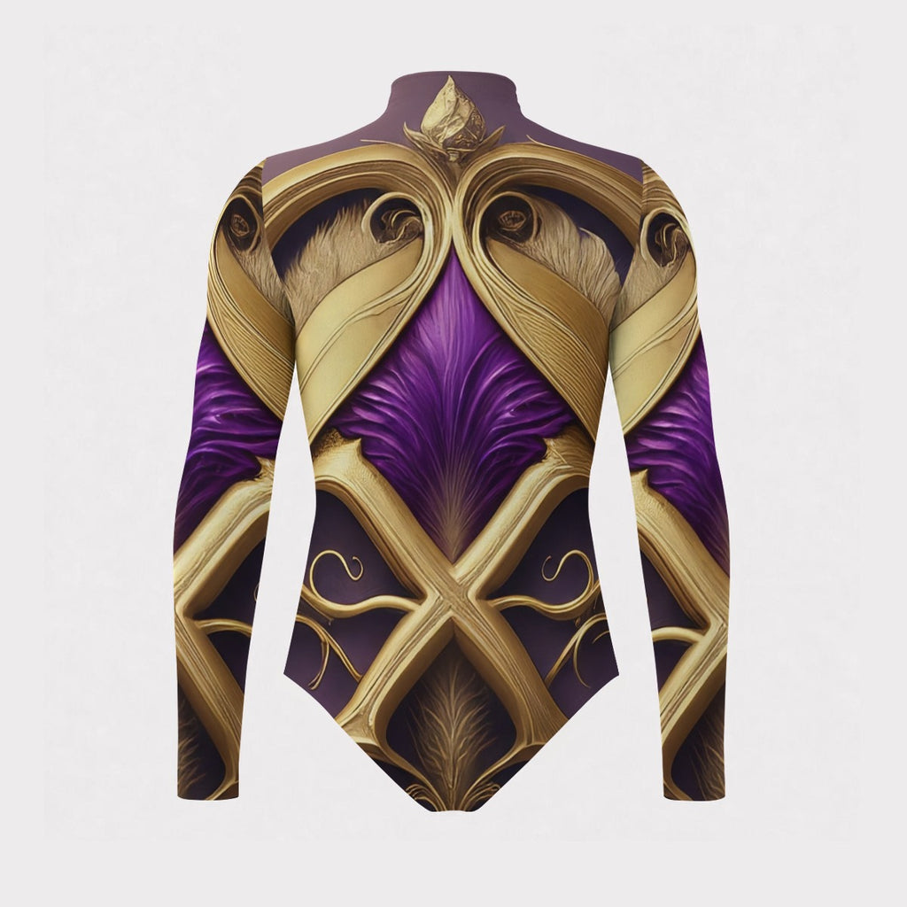 All-Over Print Men's Mesh Turtleneck Long Sleeve Bodysuit