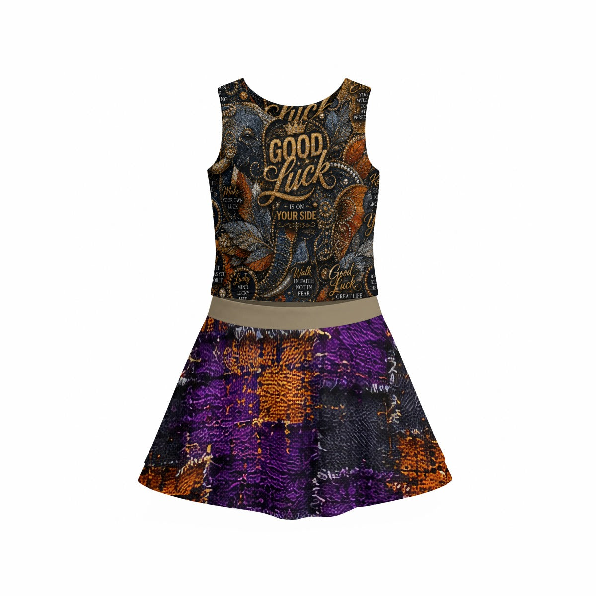 All-Over Print Women's Triple-Layer Vest Skirt Set