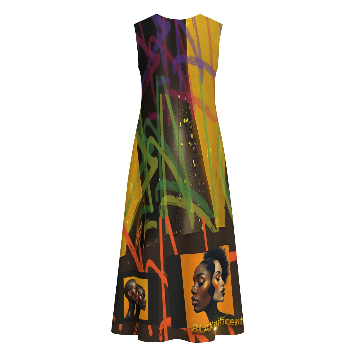 All-Over Print Women's Sleeveless Dress With Pocket|140GSM Slub Cotton