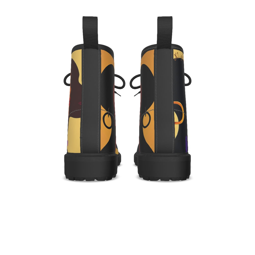 All-Over Print Women's Martin Short Boots With Black Bottom