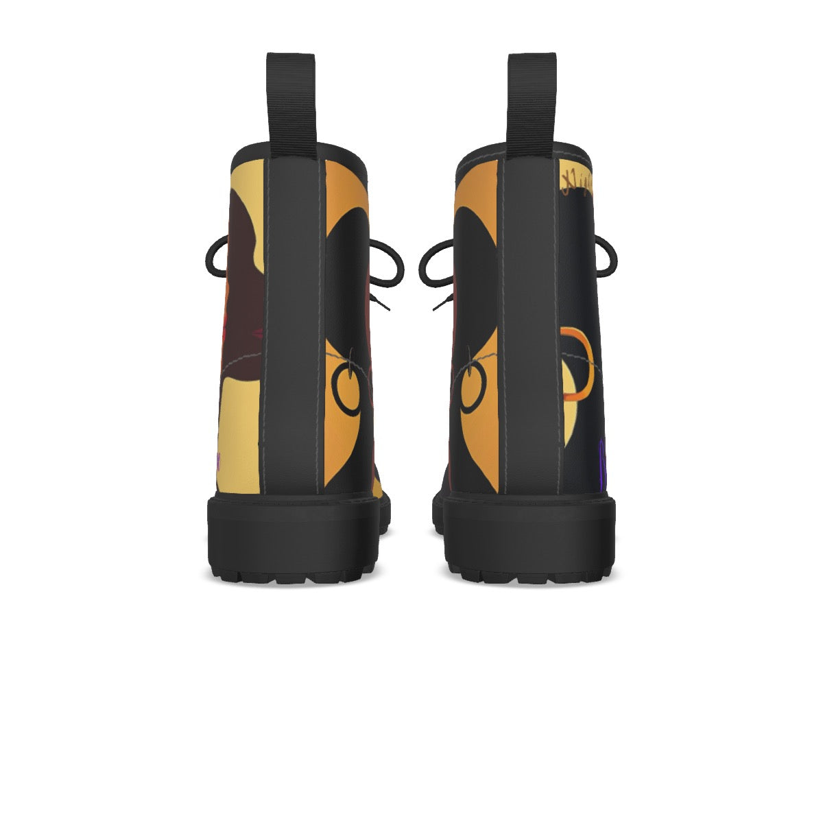 All-Over Print Women's Martin Short Boots With Black Bottom