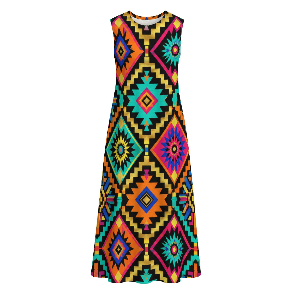 All-Over Print Women's Sleeveless Dress With Pocket|140GSM Slub Cotton