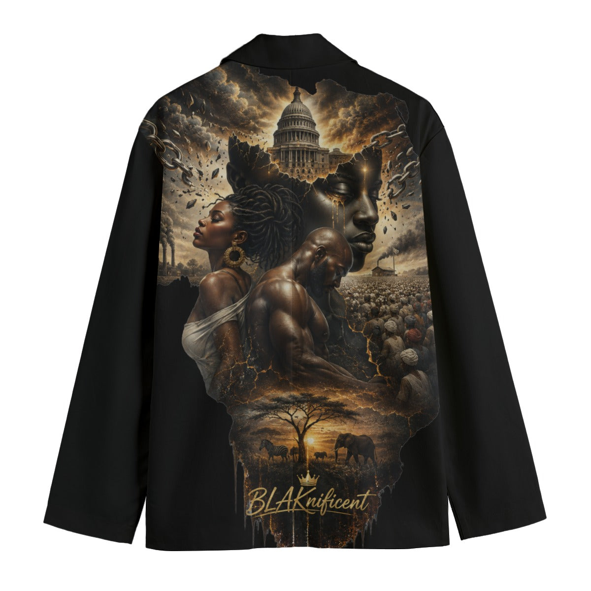 All-Over Print Men's Casual Flat Lapel Collar Blazer | 245GSM Cotton