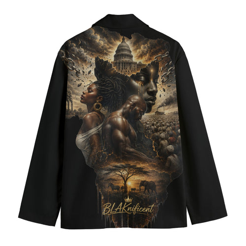 All-Over Print Men's Casual Flat Lapel Collar Blazer | 245GSM Cotton