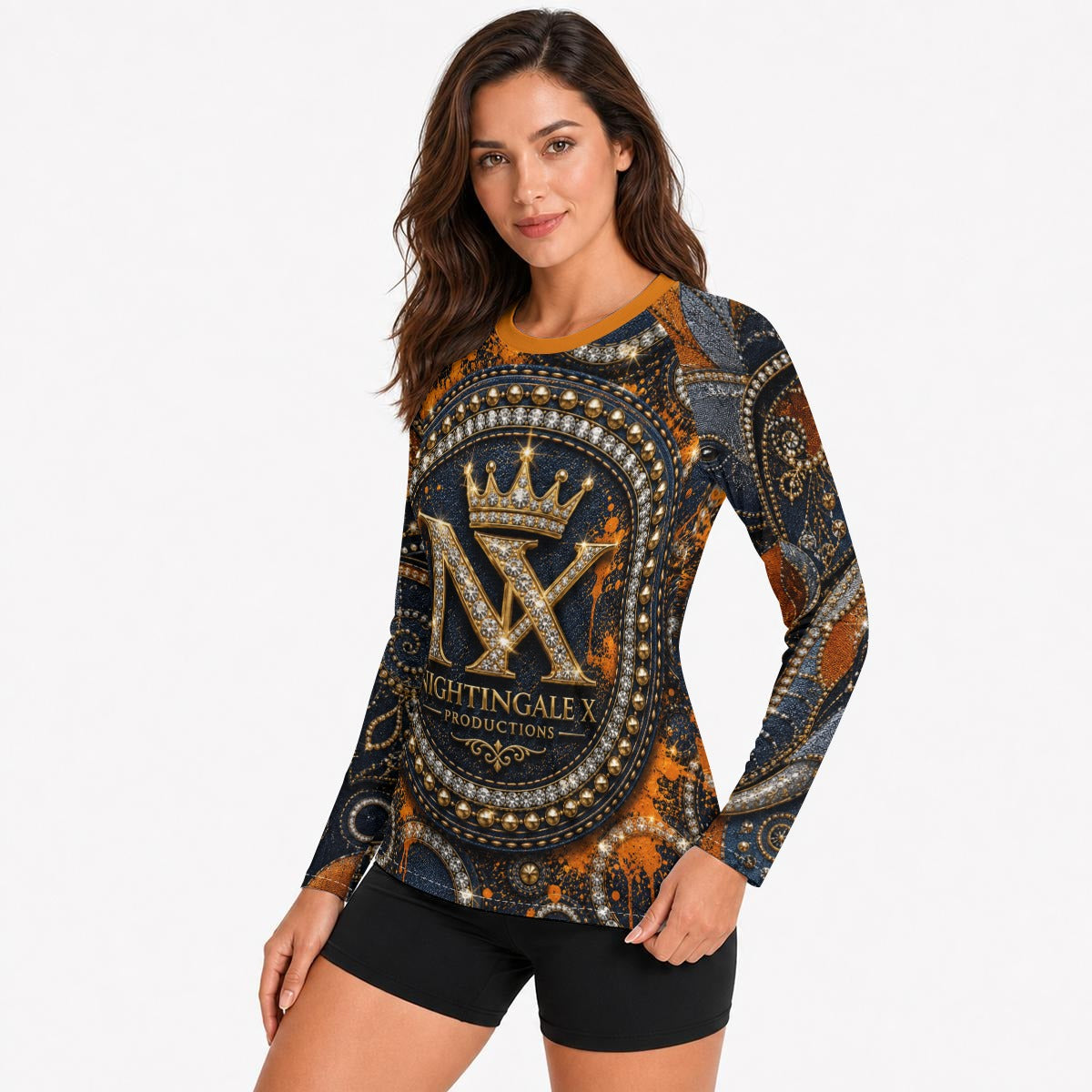 All-Over Print Women's Raglan Sun Protection Sport Jersey With Long Sleeve