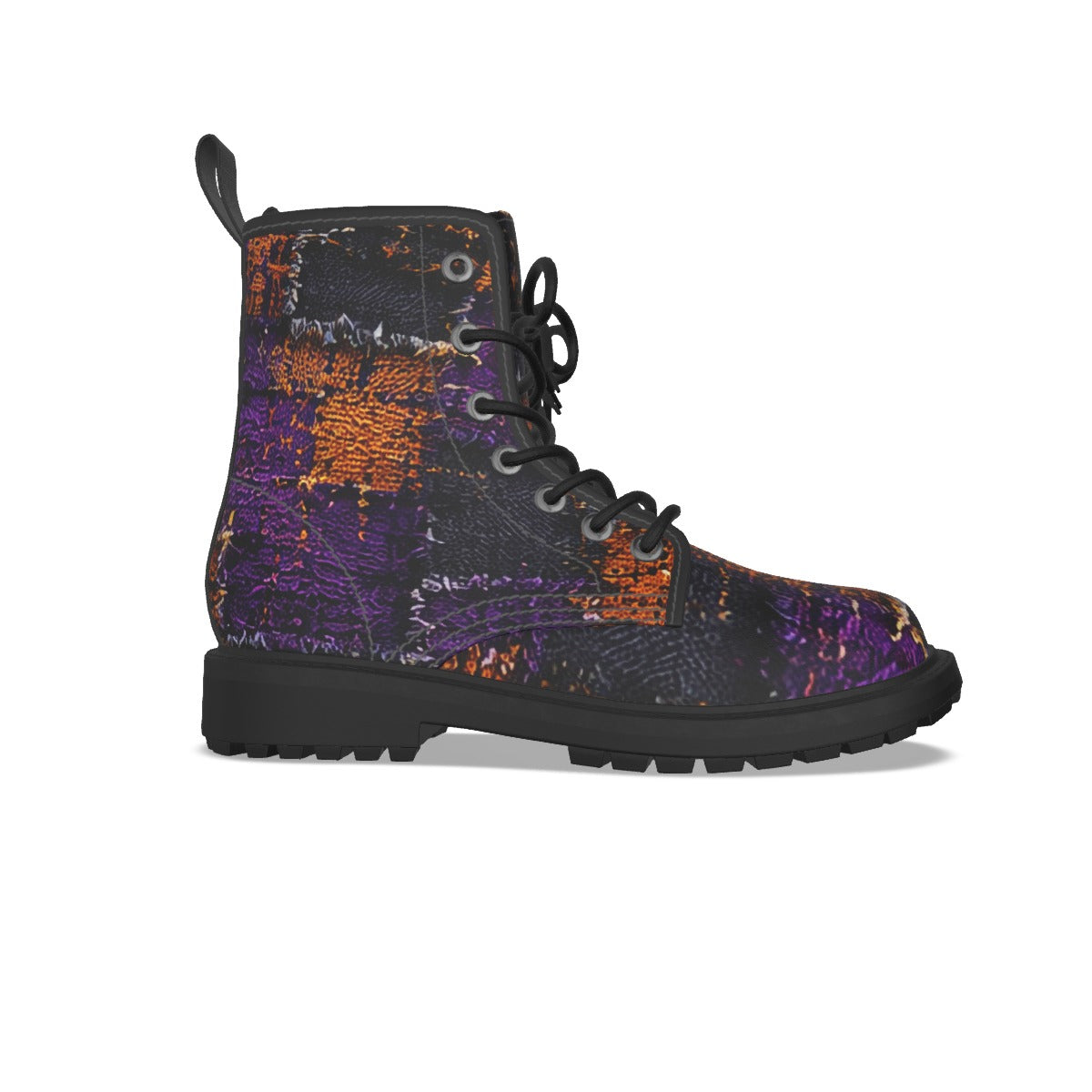 All-Over Print Women's Martin Short Boots With Black Bottom