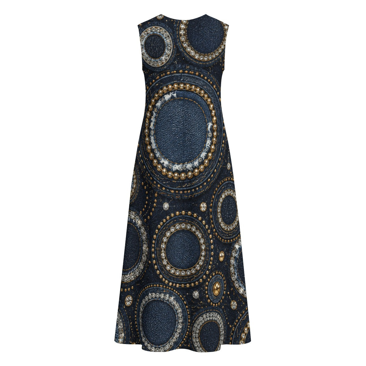 All-Over Print Women's Sleeveless Dress With Pocket|140GSM Slub Cotton