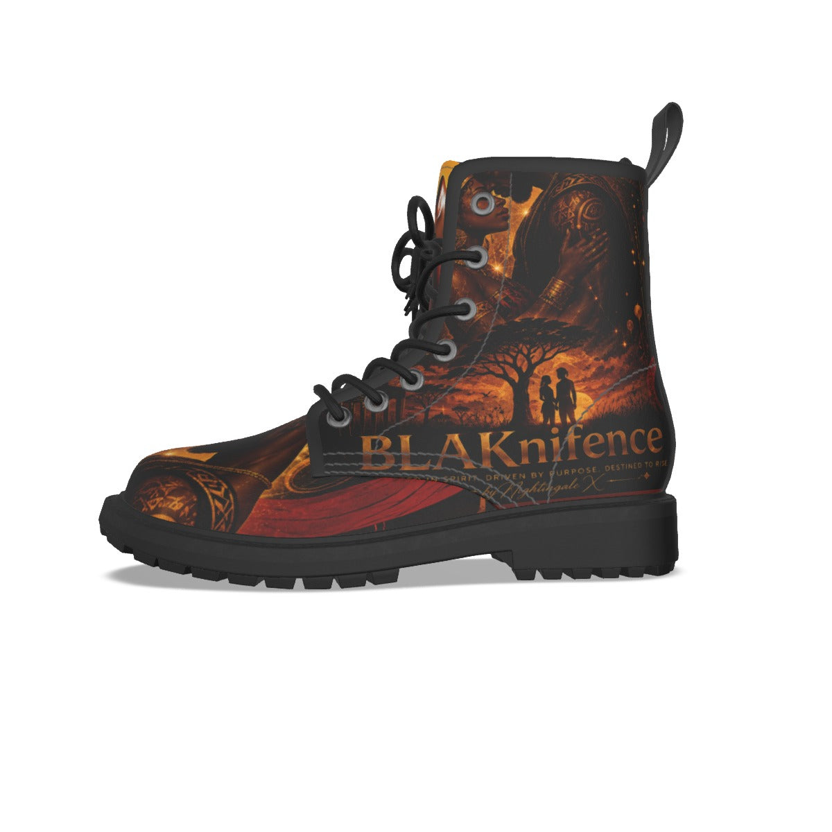 All-Over Print Women's Martin Short Boots With Black Bottom