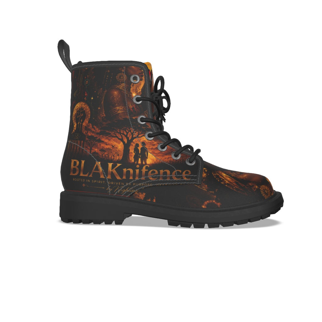 All-Over Print Women's Martin Short Boots With Black Bottom