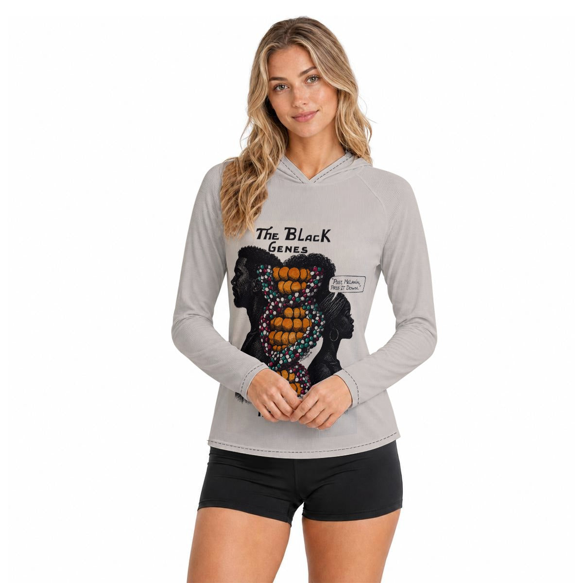 All-Over Print Women's Hooded Raglan Sun Protection Sport Jersey With Long Sleeve