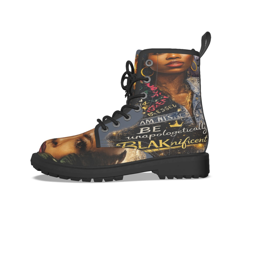All-Over Print Women's Martin Short Boots With Black Bottom