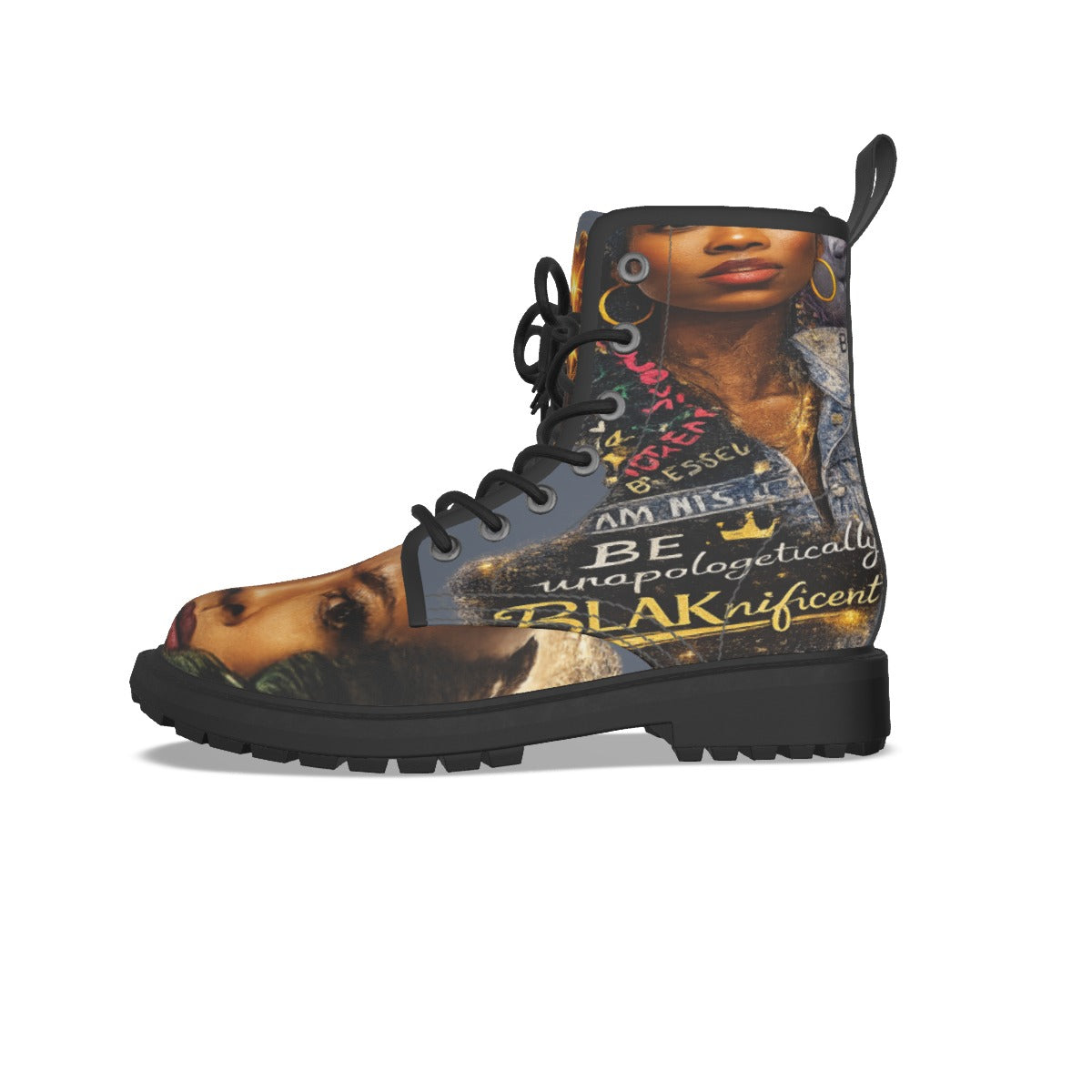 All-Over Print Women's Martin Short Boots With Black Bottom