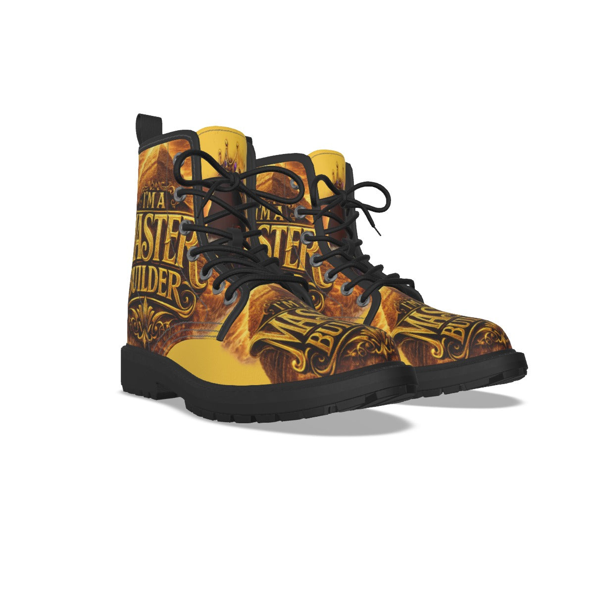 All-Over Print Women's Martin Short Boots With Black Bottom
