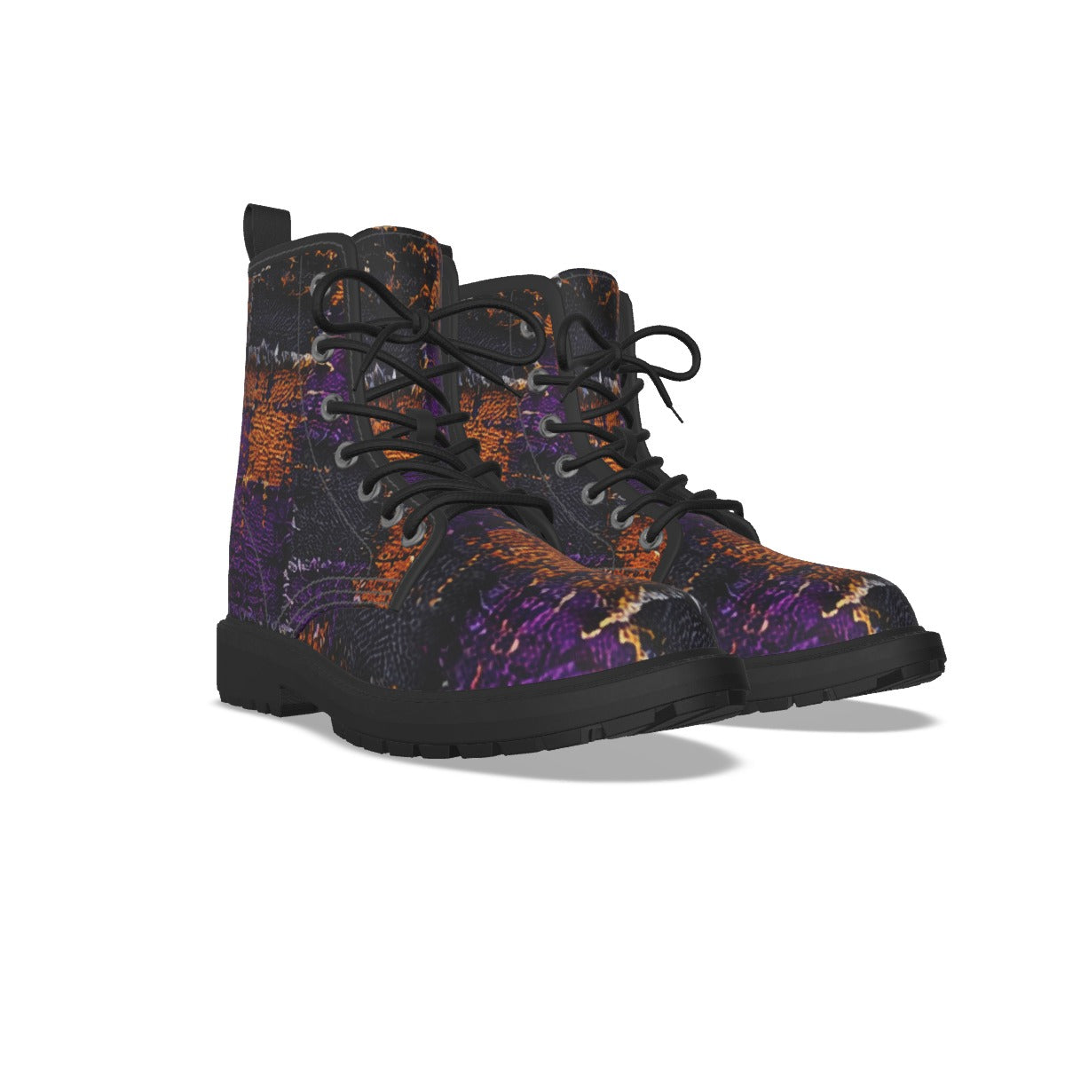 All-Over Print Women's Martin Short Boots With Black Bottom