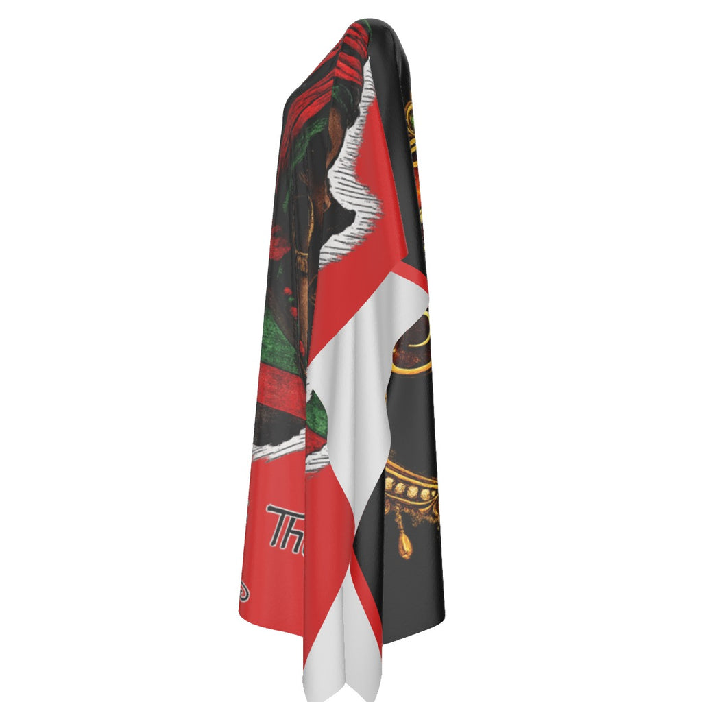 All-Over Print Women's Imitation Silk V-neck Kaftan Robe