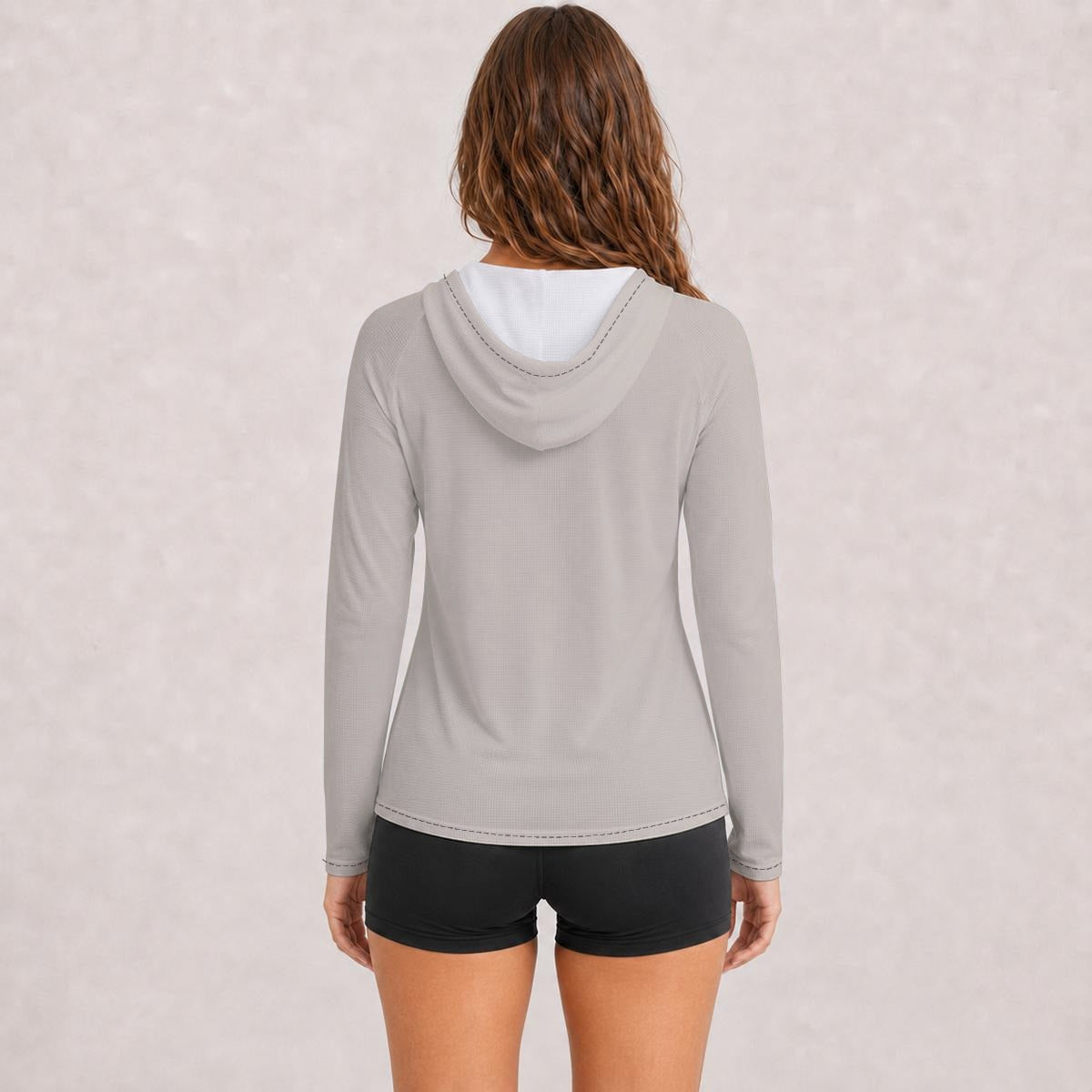 All-Over Print Women's Hooded Raglan Sun Protection Sport Jersey With Long Sleeve