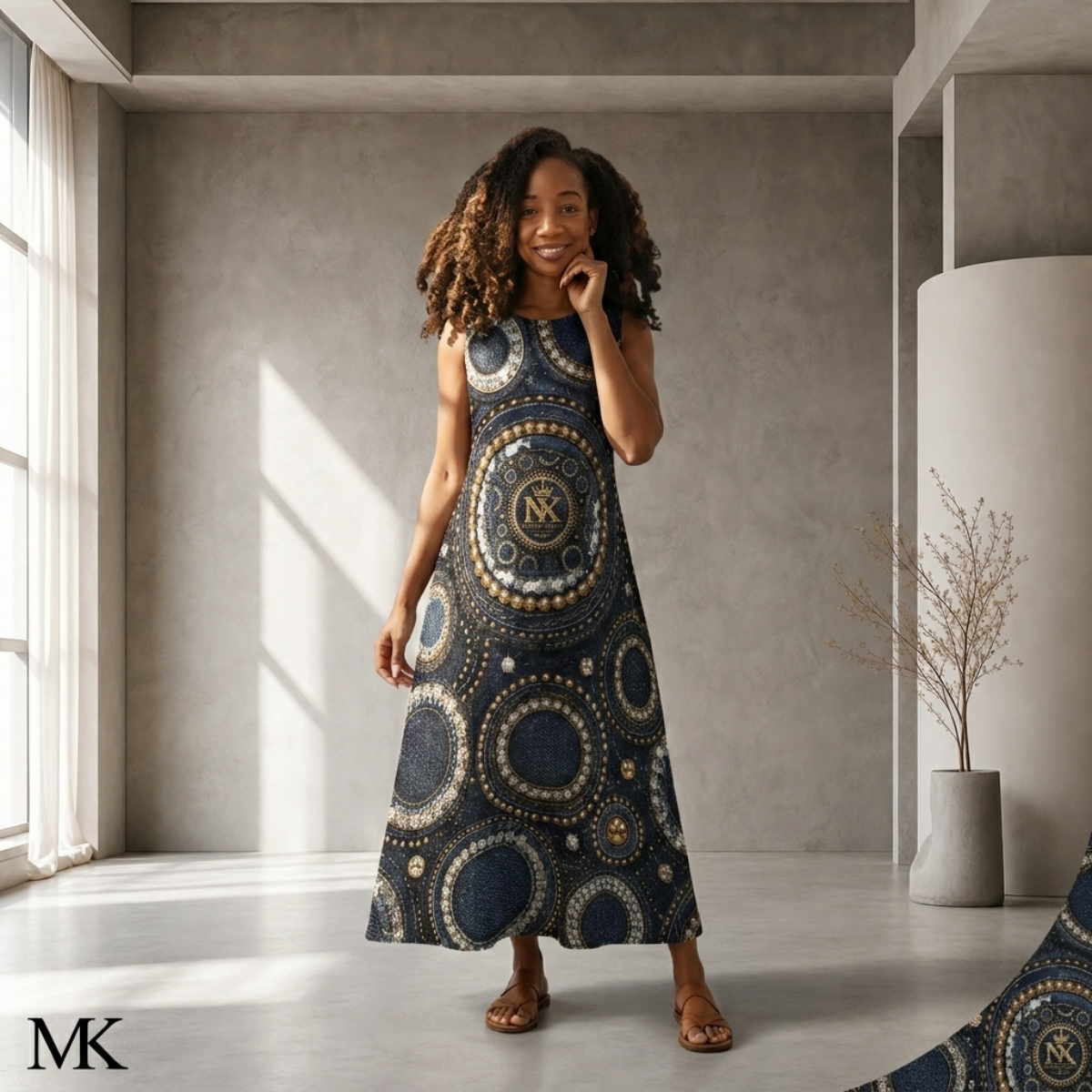 All-Over Print Women's Sleeveless Dress With Pocket|140GSM Slub Cotton